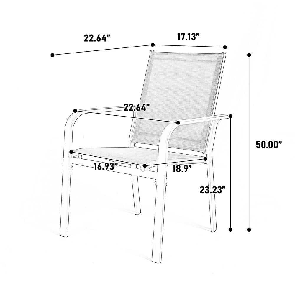 English Elm 7 Pieces Patio Dining Set - Durable Outdoor Table & 6 Stackable Textilene Chairs For Gardens & Decks W640S00051