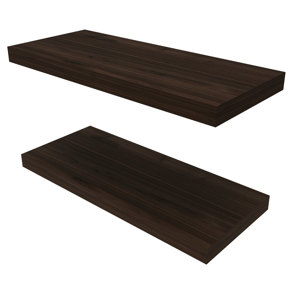 English Elm Ecco Dark Oak 31.5" Floating Shelves Set of 2 with Hidden Brackets, Sturdy Modern Wall Storage B070P351140