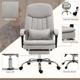 English Elm Vinsetto Microfibre Executive Massage Office Chair, Swivel Computer Desk Chair, Heated Reclining Computer Chair With Lumbar Support Pillow, Light Gray