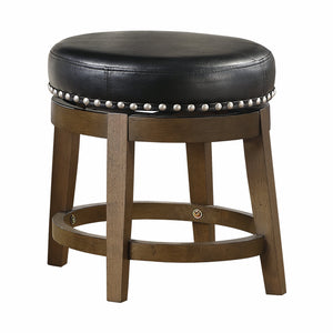 English Elm Round Swivel Stool Set of 2 with Black Faux Leather Seat, Nailhead Trim & Solid Wood Legs, 19.5" H Brown+Black 35.75 L x 21 W x 9.75 H B011P201185