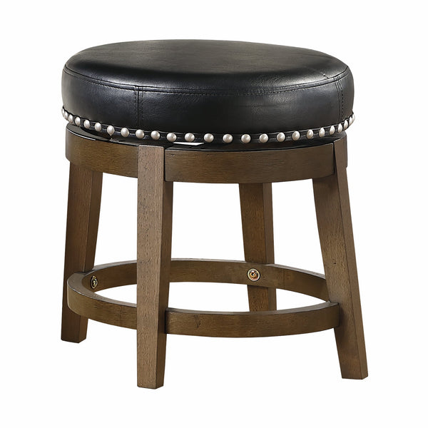 English Elm Round Swivel Stool Set of 2 with Black Faux Leather Seat, Nailhead Trim & Solid Wood Legs, 19.5" H Brown+Black 35.75 L x 21 W x 9.75 H B011P201185