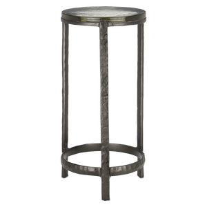 Acea Gold Drinks Table - Handcrafted Cast Aluminum & Glass for Modern Elegance in Any Space