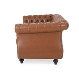 Christopher Knight Home® - Noble House - Silverdale Traditional Chesterfield Loveseat, Cognac Brown and Dark Brown