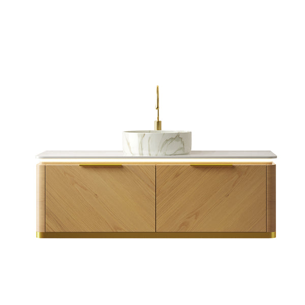 English Elm Dipa 48" Floating Bathroom Vanity With Luxury Vessel Sink, Soft-Close Drawers & Sensor Lighting W2615S00488