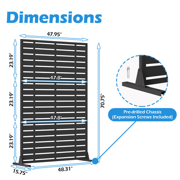 English Elm Outdoor Privacy Screen Freestanding - Weather-Resistant Metal Frame & Fade-Proof Resin Panels, Stable W1859P339186
