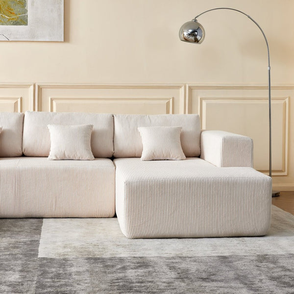 English Elm Reversible Corduroy U-Shaped Sectional Sofa - Plush Comfort For Modern Living Rooms! W1765S00118-GIGA