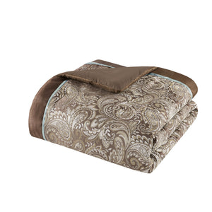 English Elm 12 Piece Comforter Set - Luxurious Cotton Sheets & Reversible Jacquard Paisley Design, Cal King B035128825