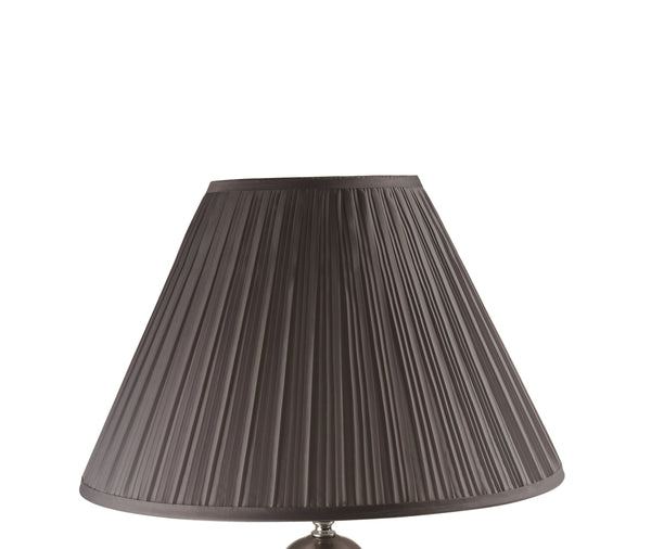 English Elm 1pc Elegant Crafted Table Lamp with Glossy Base and Metallic Accents, Pleated Shade, Modern Glow Gray 23.62 L x 17.91 W x 17.64 H B2741S00036