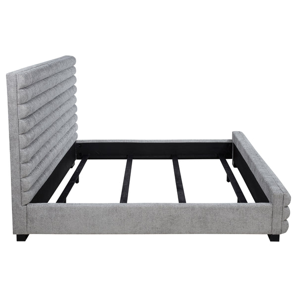 English Elm Fandango Boucle Eastern King Bed with Channel Tufted Headboard for Modern Bedrooms B062S01632