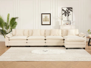 English Elm Wider 3-Seat Modern Sectional Sofa With Plush Double-Layer Cushions & Breathable Chenille Fabric W1143S00046-GIGA