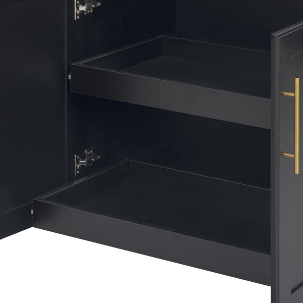 English Elm K&K Vintage Kitchen Island with Rubberwood Top, Hidden Wheels, Pull-Out Trash & Charging Station Black N707P299014B