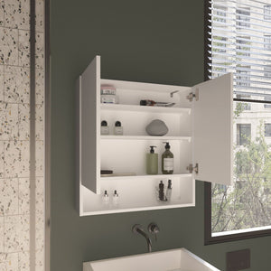 English Elm Medicine Cabinet Sleek White 2-Door Wall Mount with 4 Adjustable Shelves, 25.8"x24.8"x5.6" и B097P369422