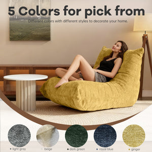 English Elm Ftmmc-huangse Chenille Bean Bag Chair Ergonomic Full Body Support Lounge Seat Yellow W3737P423385