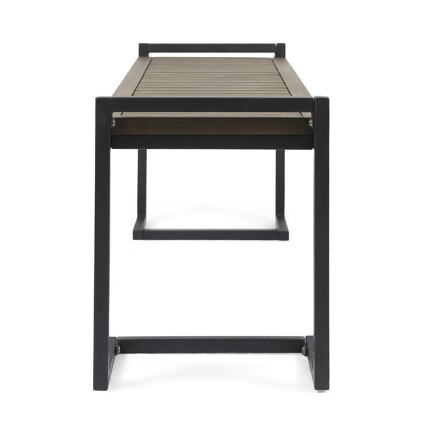 English Elm Christopher Knight Home® - HOPKINS Industrial Wood and Metal Bench with Acacia Wood Seat & Iron Frame, Handcrafted Accent Seating Grey 62621.00WTCGRYBLK