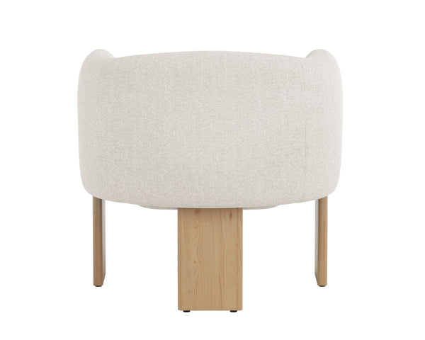 Sunpan Trine Lounge Chair - Luxurious Comfort with Unique Shape and Handcrafted Wood Base for Any Home Style Rustic Oak / Dove Cream