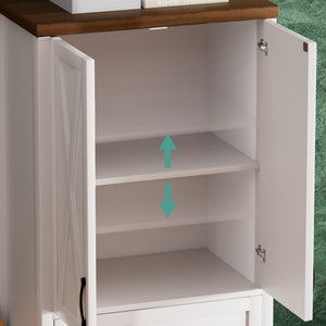 English Elm Tv Cabinet Set - Modern White & Walnut Multifunctional Storage Solution For Living Room, 113.5" L W1162S00018-GIGA