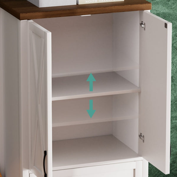 English Elm Tv Cabinet Set - Modern White & Walnut Multifunctional Storage Solution For Living Room, 113.5" L W1162S00018-GIGA