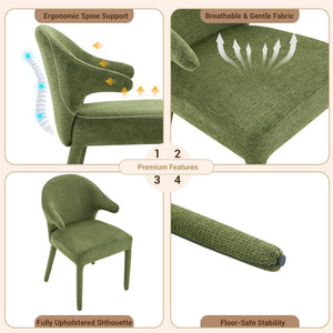 English Elm Modern Chenille Linen Accent Chair Sculptural Hollow Back Swivel Seat for Dining Vanity Green W3493P456222