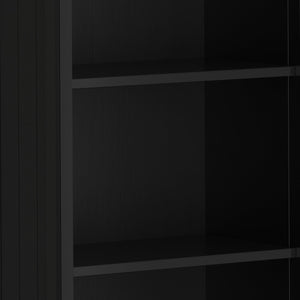 English Elm Acadian Handcrafted 5-Shelf Pine Bookcase in Black – Adjustable Shelves, Tapered Legs, Crown Top B136P238597