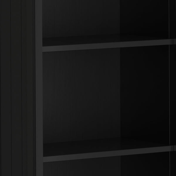 English Elm Acadian Handcrafted 5-Shelf Pine Bookcase in Black – Adjustable Shelves, Tapered Legs, Crown Top B136P238597