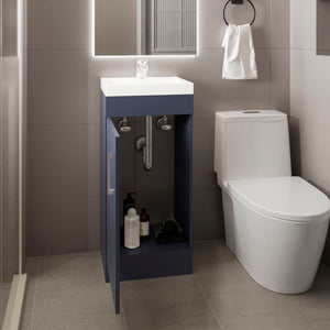 English Elm Vanity Reyno 32.6" H Alby Blue Compact 1 Door 1 Shelf Bathroom Storage Eco-Friendly Engineered Wood B097S00219