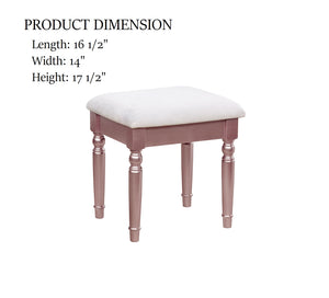 English Elm Transitional Glam Mirrored Vanity with Padded Stool, Spacious Drawers, Central Mirror for Prep and Storage Rose Gold 51 L x 21 W x 30 H B2741P400805
