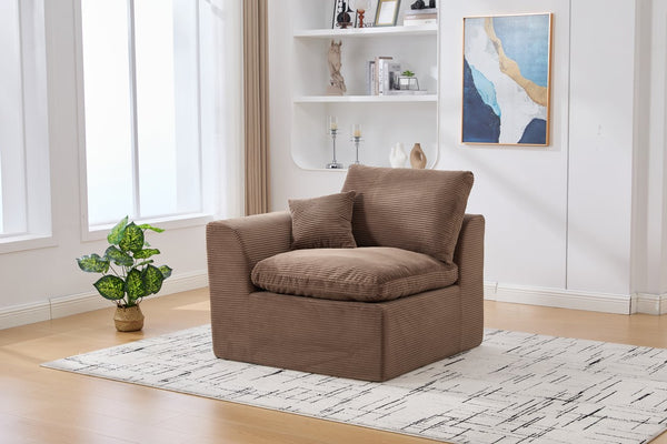 English Elm UNITED Cloud Couch Modular Sectional Sofa with Corduroy Cover, Ergonomic 2-Seater, No Assembly Needed Brown W1568P371124