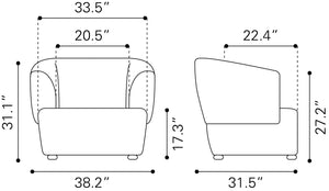 Bekker Accent Chair Golden Beige 110007 Zuo Modern