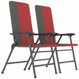 English Elm Outdoor Folding High Back Lawn Chairs with Steel Frame and Oxford Cloth Seating Set of 2 Gray,Red T3971P476039