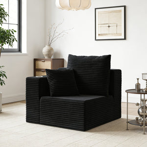 English Elm Sofa Modular Cloud Sectional with Overstuffed Corduroy Cushions for Modern Living Rooms Black W848P309967