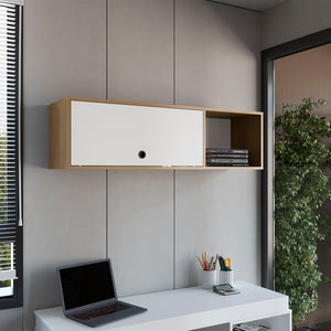 English Elm Wall Cabinet sleek 47.2" W x 23.6" H engineered wood wall-mounted storage with four doors, shelves, organizer and eco-safe compliance Natural Wood 52.36 L x 14.57 W x 3.94 H B097P296858