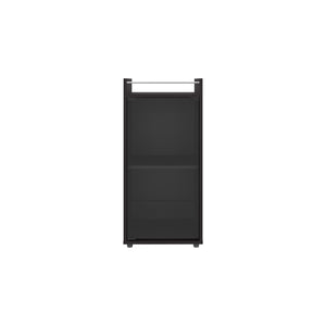 English Elm Minibar Cabinet Lampeter Black - Engineered Wood Glass Door Two-Tier Shelves Modern Living Room Display B092P315562