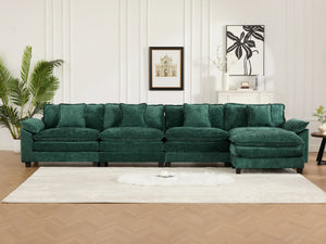 English Elm Wider Modern 3-Seat Sectional Couch In Green Chenille – Comfy, Modular, Breathable Design For Any Room W1143S00045-GIGA