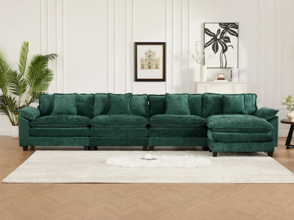 English Elm Wider Modern 3-Seat Sectional Couch In Green Chenille – Comfy, Modular, Breathable Design For Any Room W1143S00045-GIGA