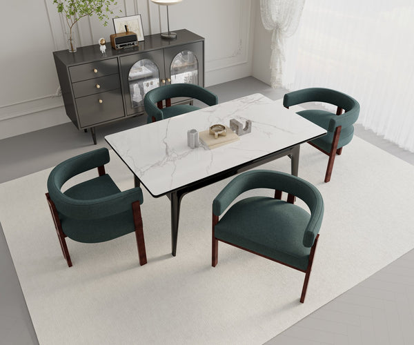 English Elm Modern Chenille Barrel Dining Chair with Padded Foam Seat, Sturdy Metal Legs, 300lb Capacity, Versatile Accent Emerald W395P233455