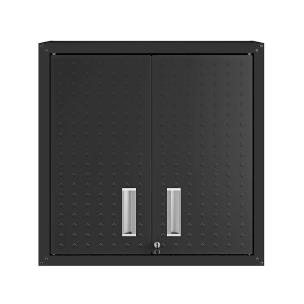 English Elm Floating Wall Mounted Garage Cabinet with Locking Doors and Diamond Texture Exterior Charcoal Grey B365P398222