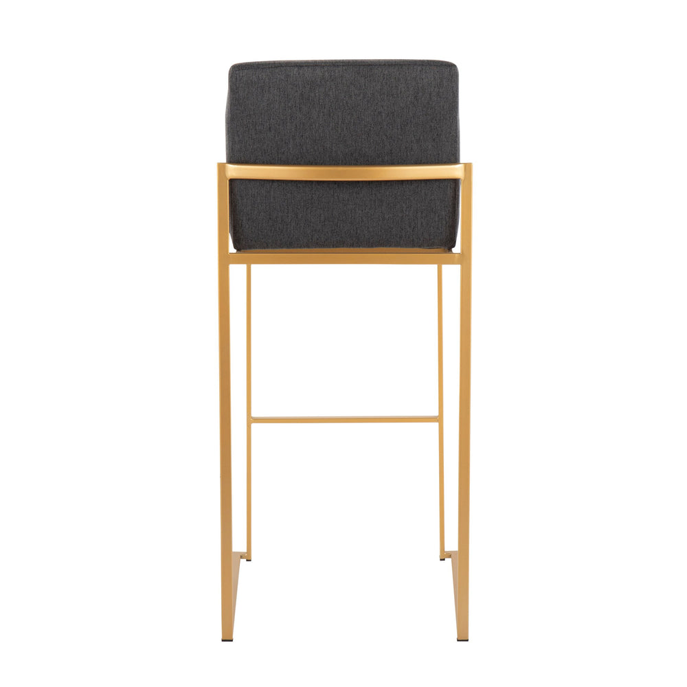 English Elm Fuji High Back Barstool Set Of 2 In Luxe Gold Steel & Charcoal Fabric - Modern Comfort For Any Space B202P222175