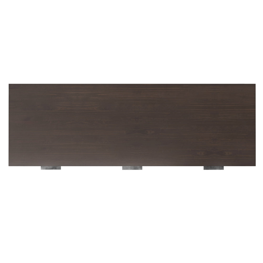 English Elm Hollander Wide Desk in Walnut Brown — Handcrafted Solid Wood, Spacious Surface, 3 Drawers & Keyboard Tray B136P283765