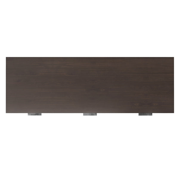 English Elm Hollander Wide Desk in Walnut Brown — Handcrafted Solid Wood, Spacious Surface, 3 Drawers & Keyboard Tray B136P283765