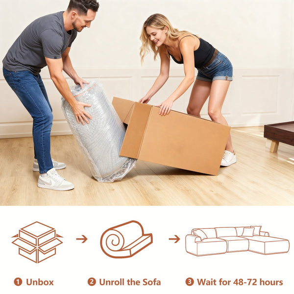 English Elm 105'' Modular Sectional with Woven Upholstery Washable Covers L-shaped Living Room Sofa W3565S00019