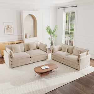 English Elm 2 Piece Chenille Sofa Set Modular Living Room Couch with High Density Foam Seating W714S00897