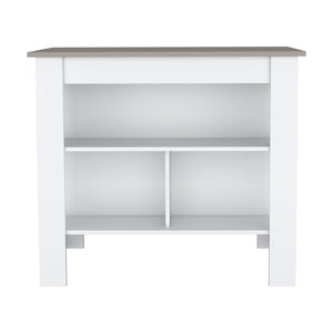 English Elm Cortes Kitchen Island With 2-Tier Shelf, Versatile Worktop & Reversible Design For Modern Spaces B070P234333