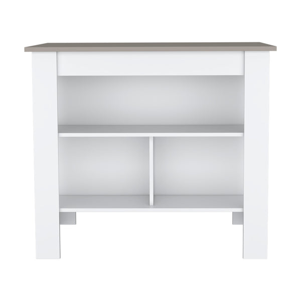 English Elm Cortes Kitchen Island With 2-Tier Shelf, Versatile Worktop & Reversible Design For Modern Spaces B070P234333