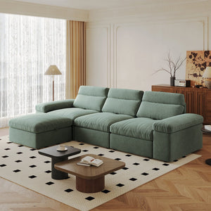 English Elm This modular cloud sofa offers adjustable reclining back, down-filled cushions, hidden storage and plush comfort for modern spaces Dark Green W3820S00006