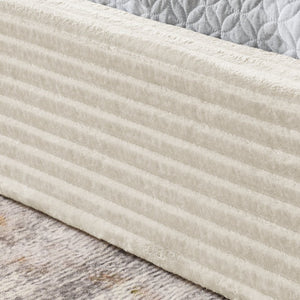 English Elm Queen Upholstered Platform Bed In Luxurious Beige Velvet With Curved Headboard - No Box Spring Needed! W487S00339-GIGA