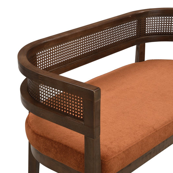English Elm 47.5" Hand-woven Rattan Loveseat with Open Weave Back and Cushioned Two-seat Comfort N771P381036C