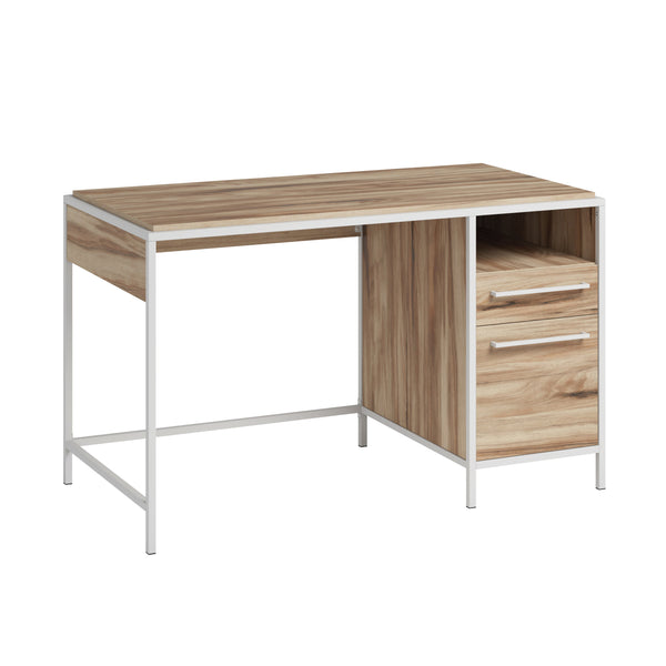English Elm Desk, Stylish Brown Finish Desk For Home Office - Compact Design With Storage & Ample Workspace B356P367964