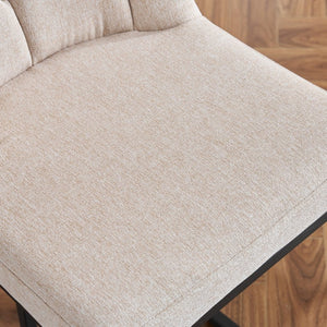 English Elm Set Of 2 Modern Upholstered Counter-Height Bar Stools With Button-Tufted Backrest - Beige Elegance W1901P225271-GIGA