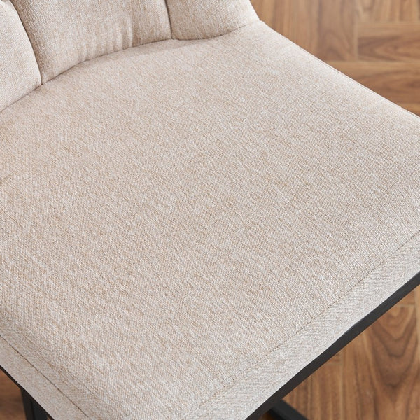 English Elm Set Of 2 Modern Upholstered Counter-Height Bar Stools With Button-Tufted Backrest - Beige Elegance W1901P225271-GIGA