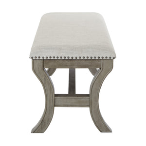 OSP Home Furnishings Monaco 48" Bench Grey Fabric/Antique Grey Base